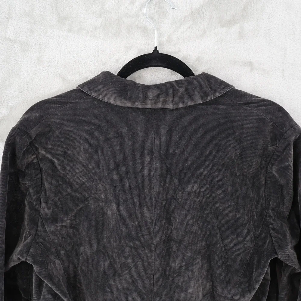 J. Jill Corduroy Blazer Women 12 Petite Black Shawl Collar Cutaway Hem Dark Boho